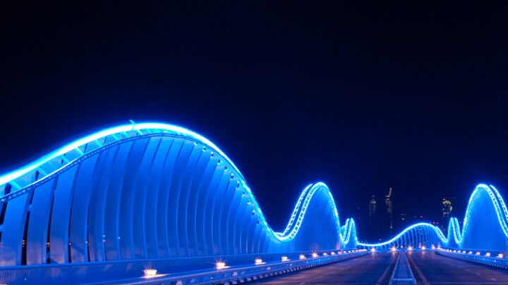Blue bridge lights
