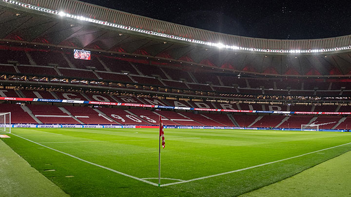 Arena and pitch brightly illuminated