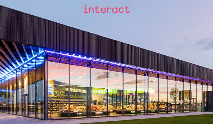 Brightly lit retail façade